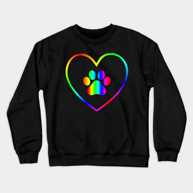 Rainbow Paw Heart Crewneck Sweatshirt by Art by Deborah Camp